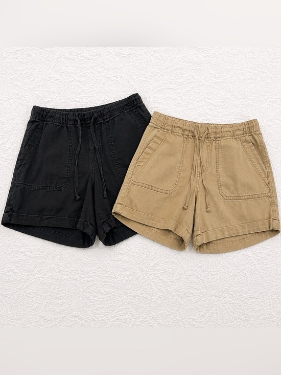 GAP Pants - GAP Lyocell Pull On Shorts Bundle Black Khaki Elastic Waist Drawstring S